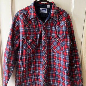 Contender Brand Quilted Flannel Red & Blue Plaid Size Large Women's